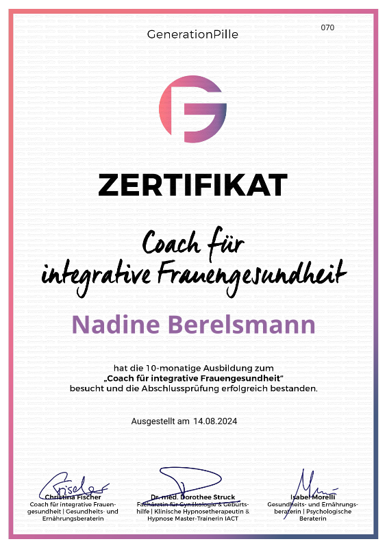 Zertifikat: Coach für integrative Frauengesundheit Zertifikat: Coach für integrative Frauengesundheit